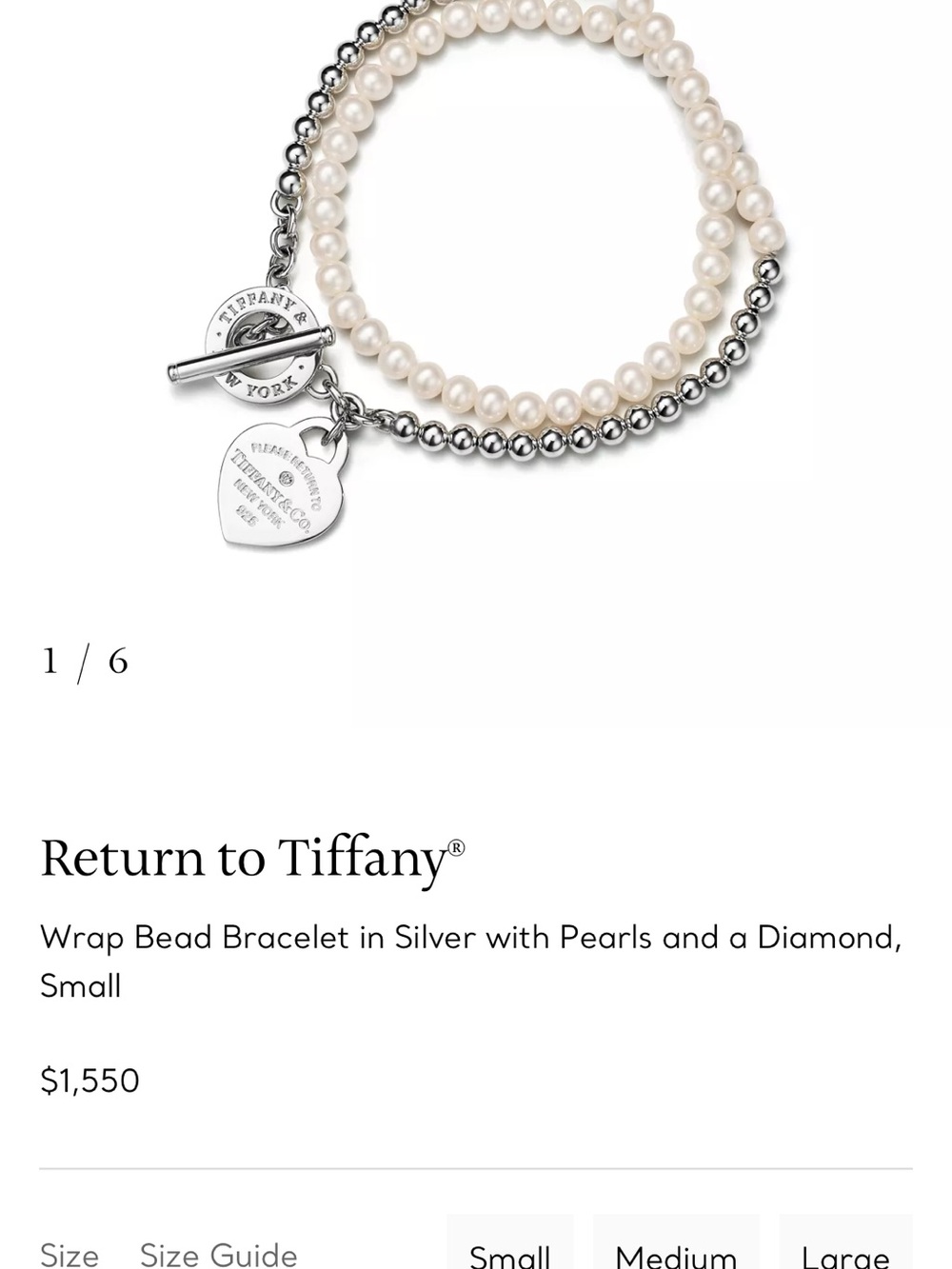 Tiffany & Co. Pearl and Silver Wrap Bracelet with Heart Tag